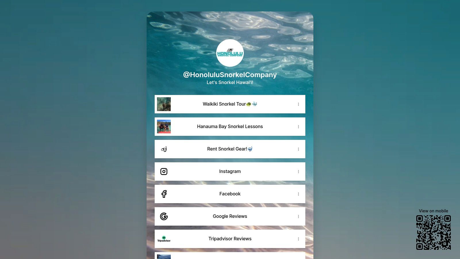 Linktree — Honolulu Snorkel Company