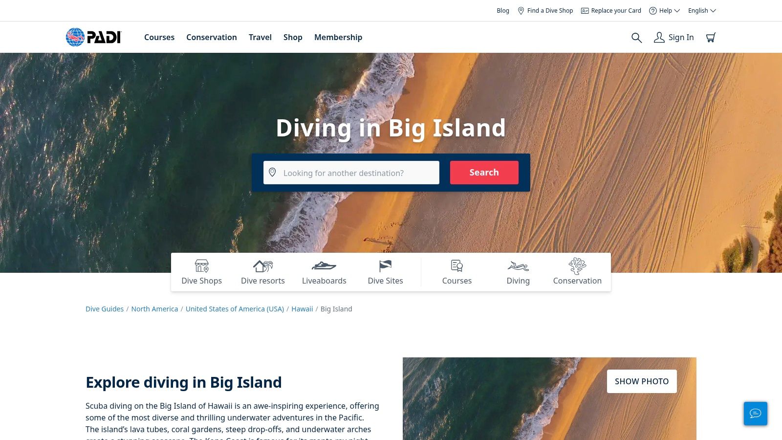PADI (Big Island destination guide and booking)