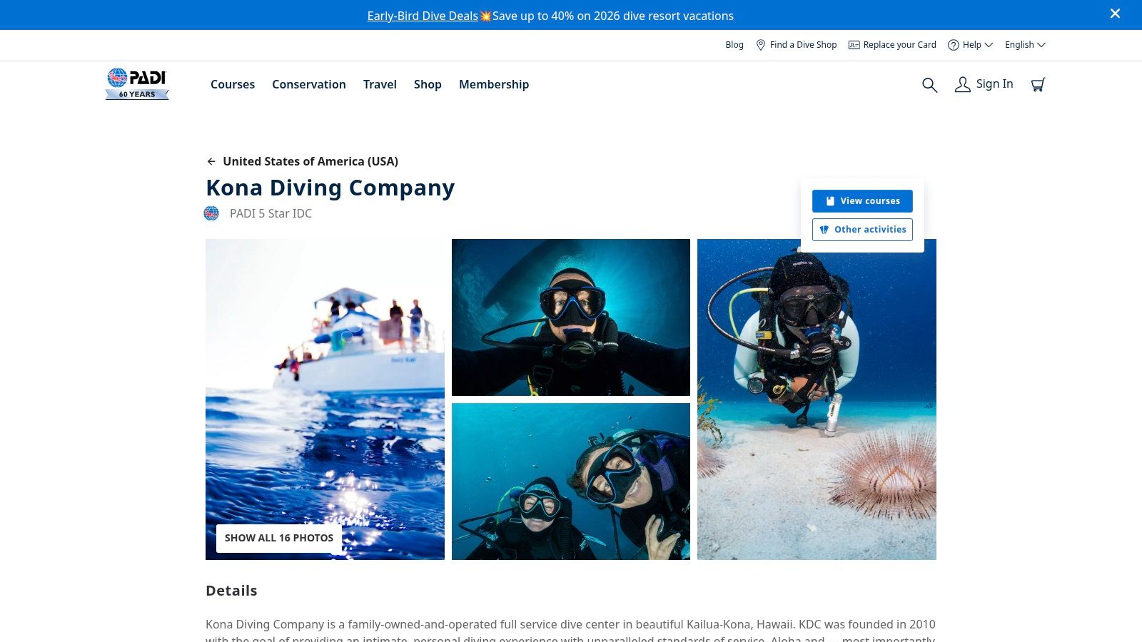PADI Dive Center Profile – Kona Diving Company