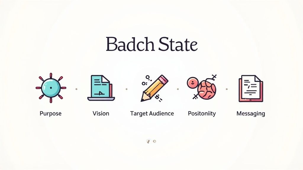 What Is Strategic Branding and How Does It Work? 3 A person mind-mapping different branding components like vision, mission, and values on a whiteboard.