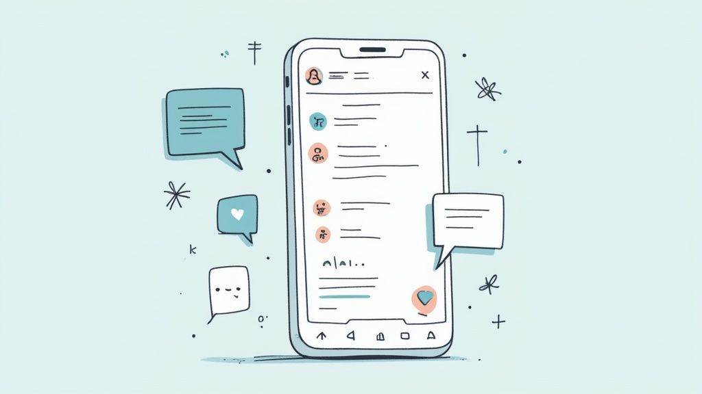 A person creating a content plan on a tablet, with social media icons around them