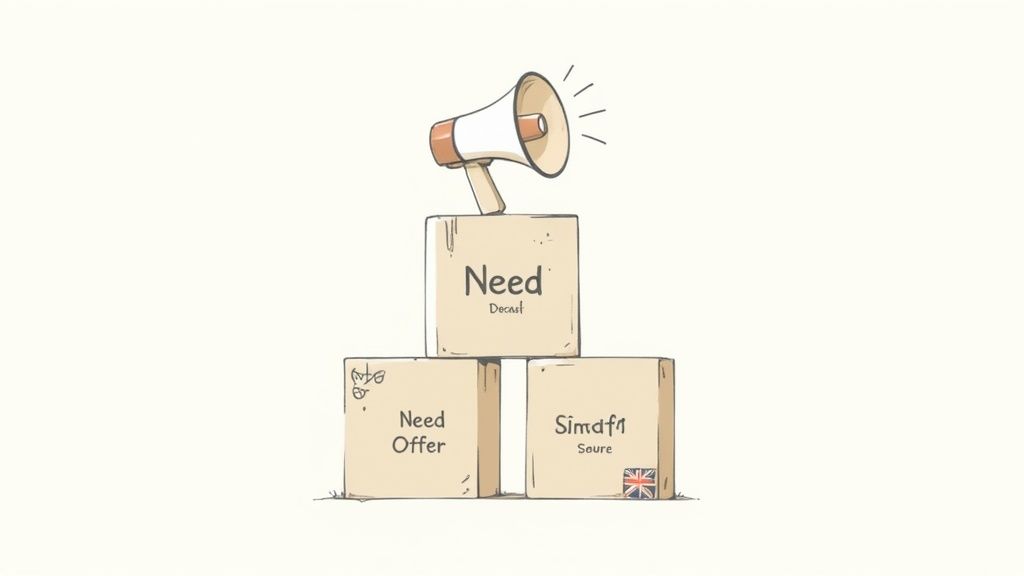 A group of professionals collaborating on a marketing strategy in a modern office.