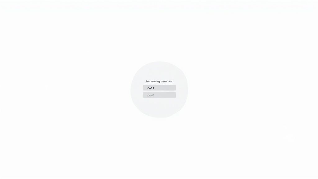 A person's hands using a sleek, modern customer acquisition cost calculator on a tablet, with a clean interface showing fields for marketing costs, sales costs, and new customers.