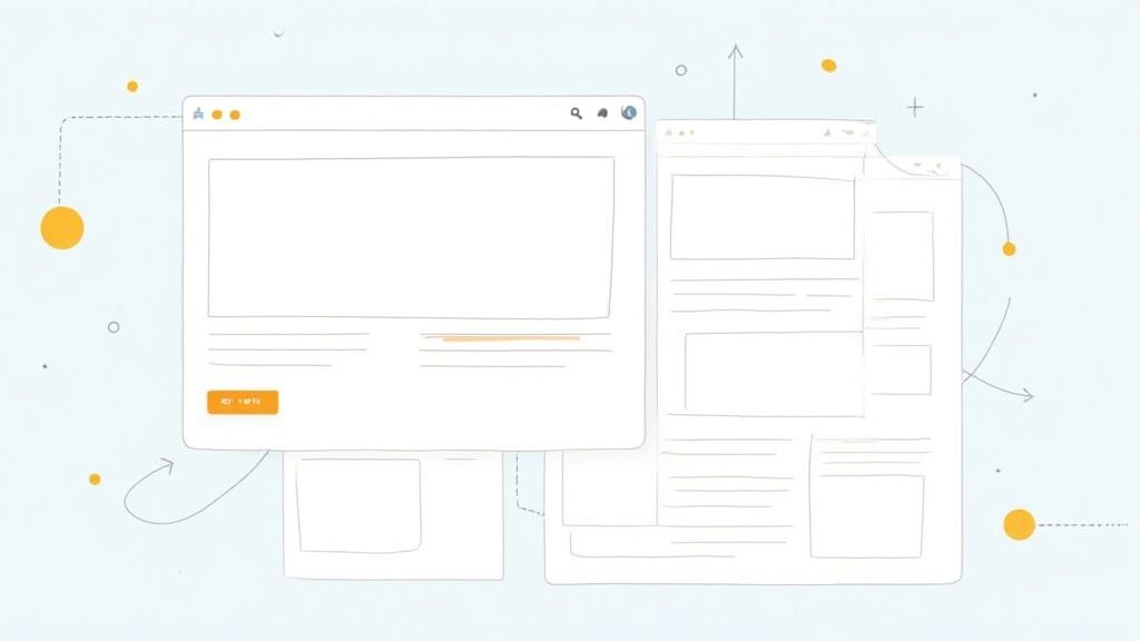 Website Design for Lead Generation to Convert Visitors 2 A person wireframing a website layout on a whiteboard, illustrating the planning phase of user experience design.