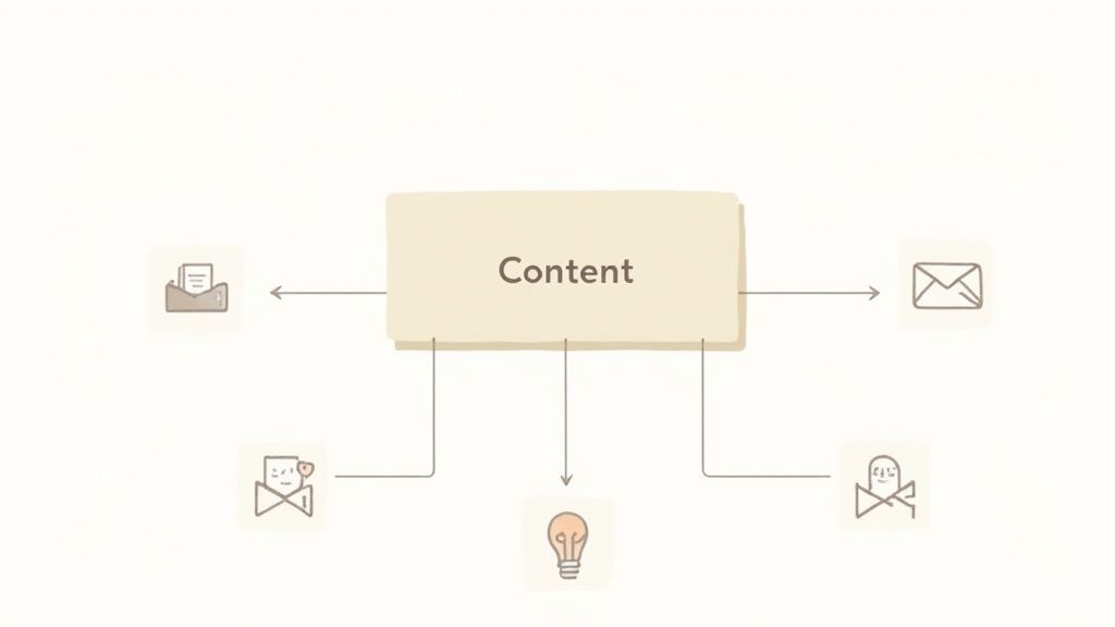 A person sitting on a couch, browsing various content formats like videos and articles on a tablet.