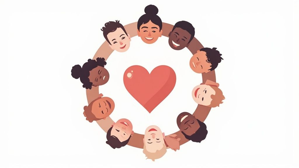 A Guide to Marketing Brand Strategy for Real Results 3 A group of people collaborating and engaging in a community setting.