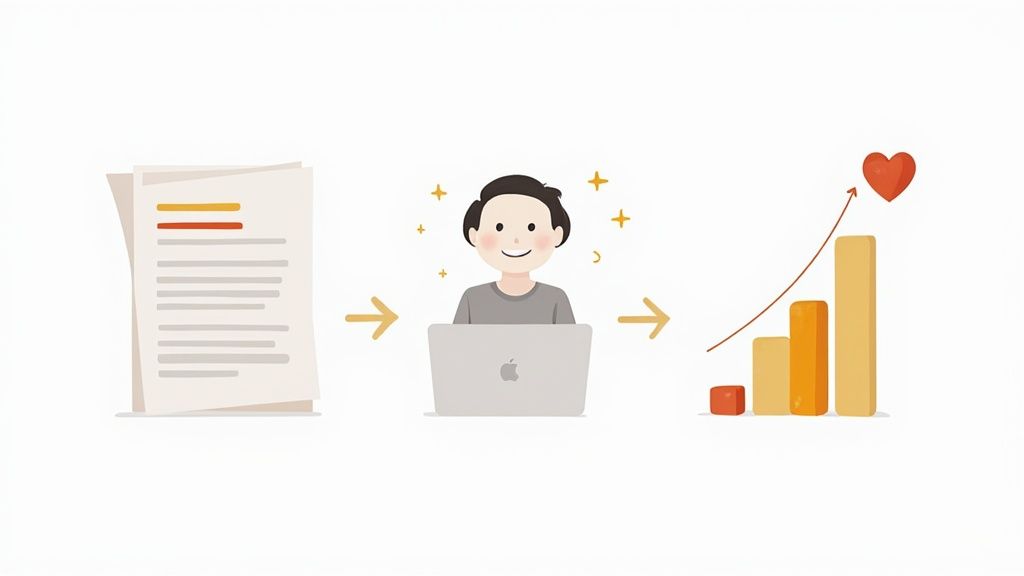 A person's hands typing on a laptop, composing an email marketing campaign for a charity