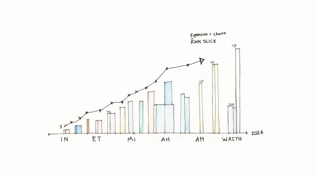 A detailed analytics dashboard on a screen showing cohort analysis and customer segmentation.