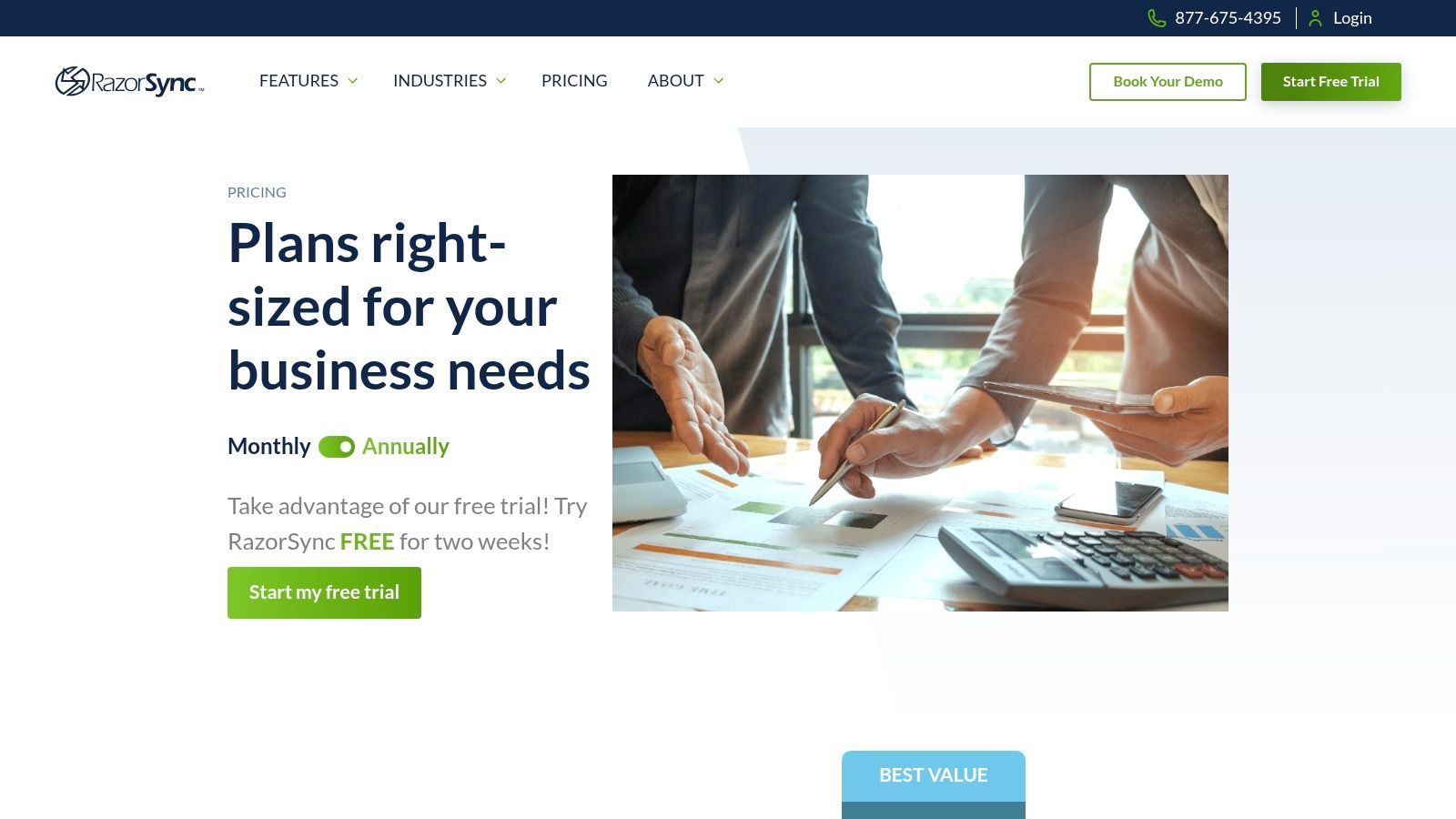 Best Field Management Software Tackon FSM in Top 12 ServiceTitan Alternatives for HVAC, Plumbing & Electrical in 2026 10 A business owner reviewing plans and strategies on a tablet, symbolizing RazorSync's role in business planning for service companies.