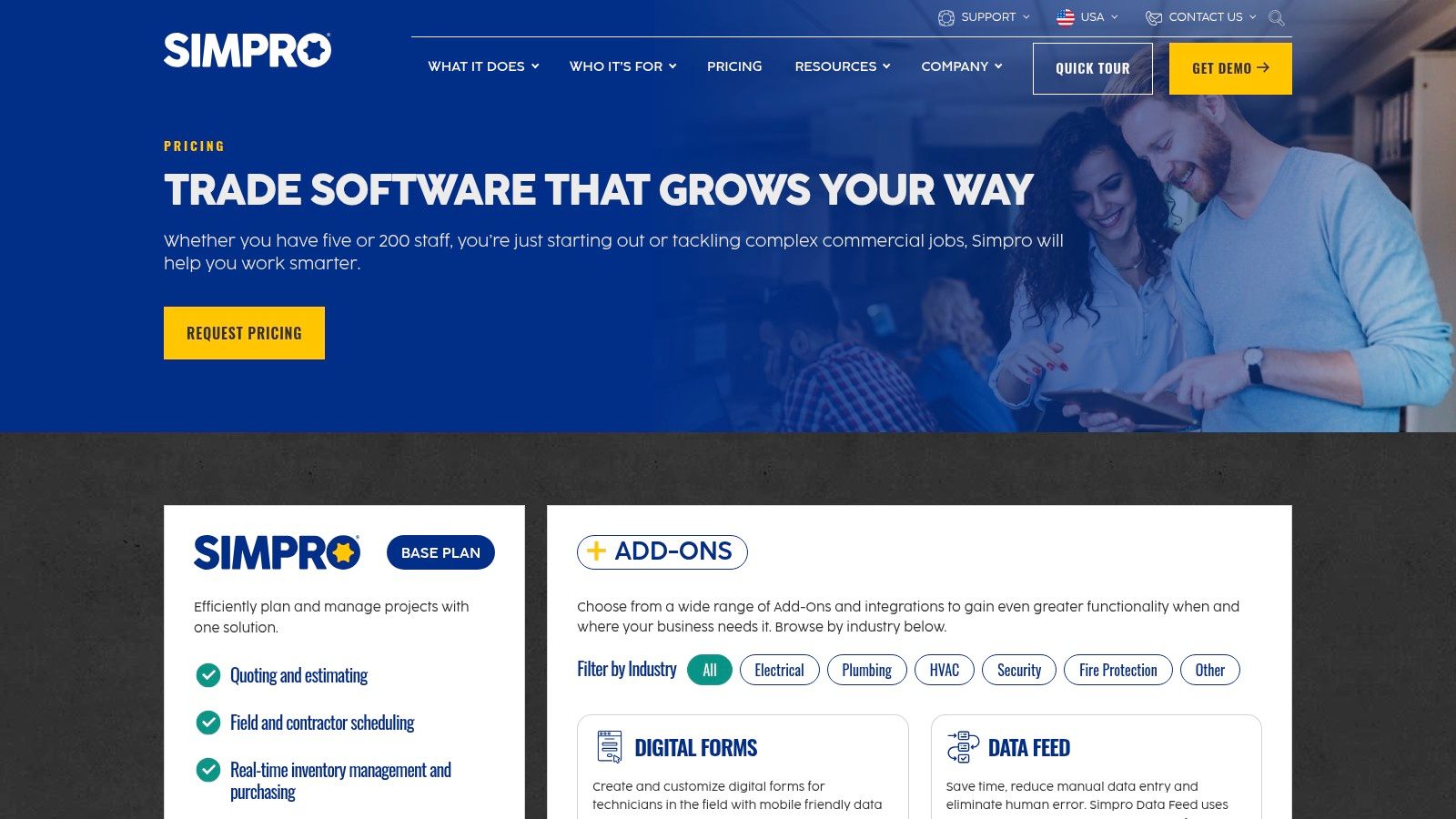 Best Field Management Software Tackon FSM in Top 12 ServiceTitan Alternatives for HVAC, Plumbing & Electrical in 2026 6 Simpro showing a job management dashboard with project details and status updates.