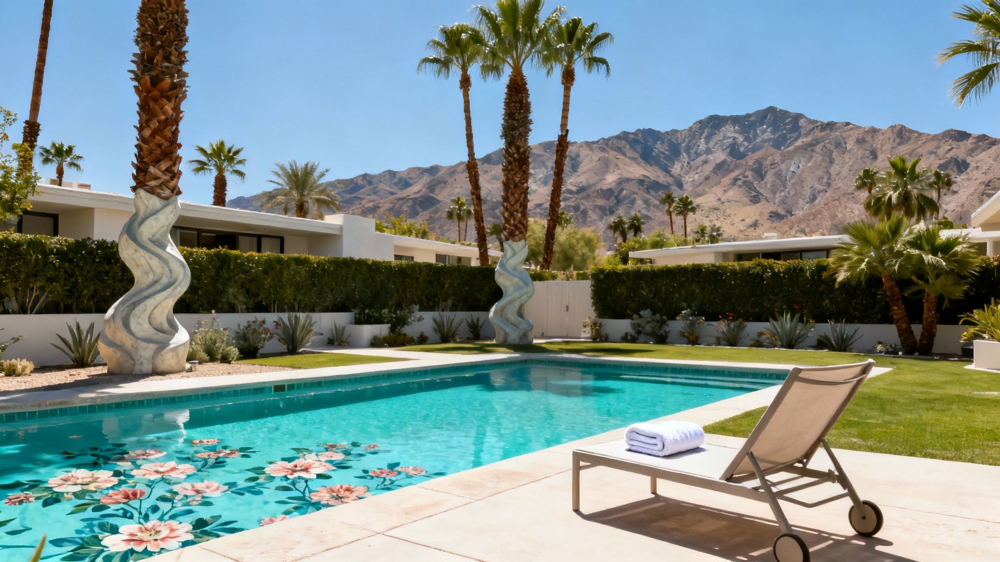 Friends toasting with cocktails by the pool at The Muse Hotel in Palm Springs.