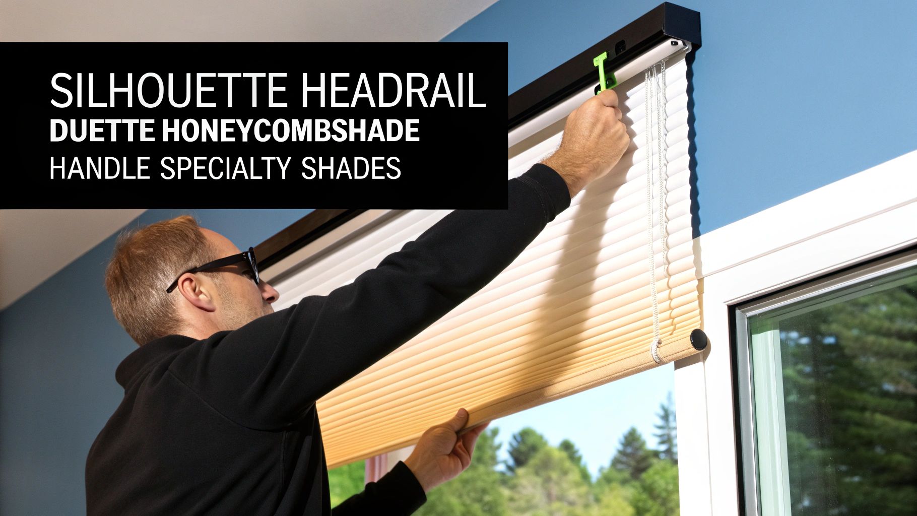 A close-up of Hunter Douglas Silhouette shades in a well-lit living room.