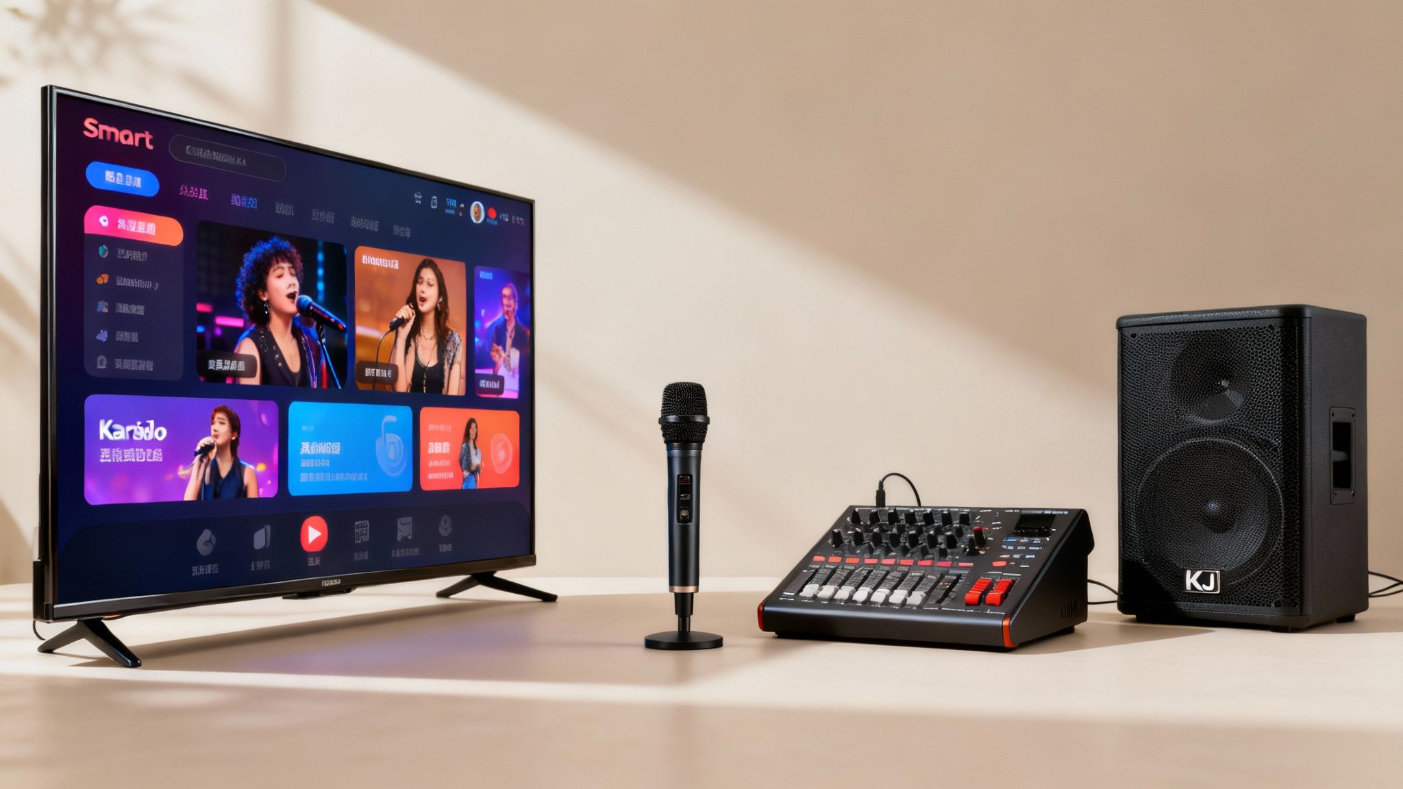 A live band performing on stage at an event, with colorful lights and an energetic crowd.