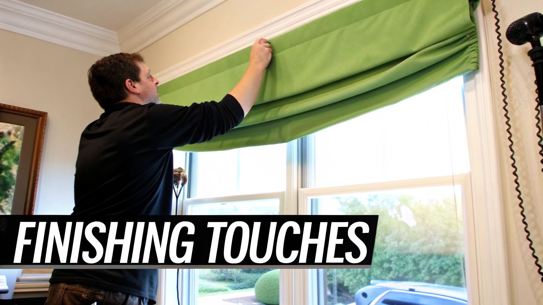 A perfectly dressed Roman shade showing crisp, even folds.