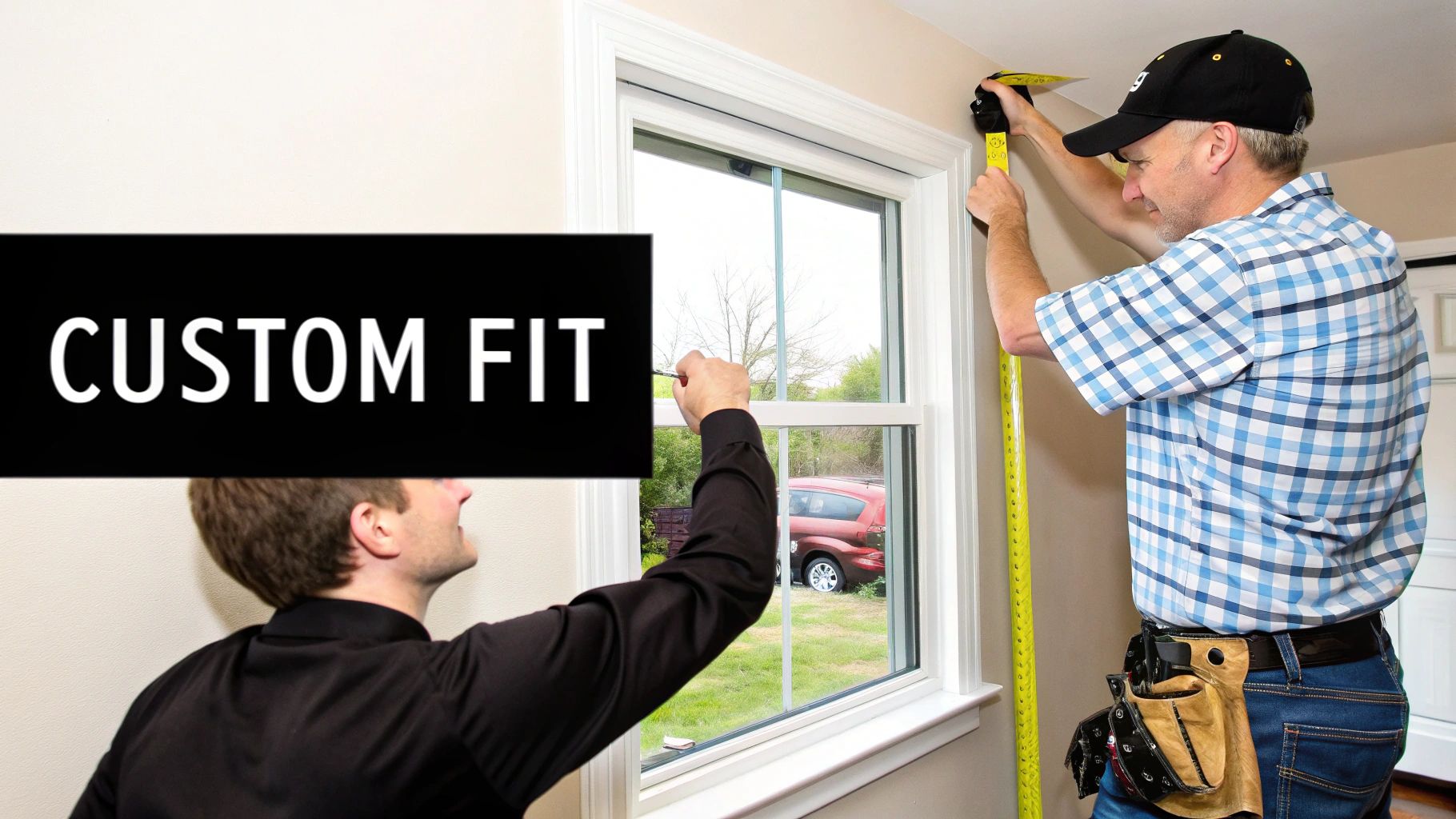 A perfectly fitted custom blind in a stylish bedroom, showcasing the clean, gap-free installation.