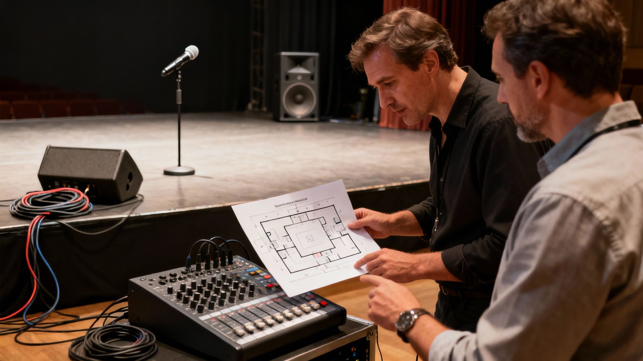 A band performing with professional lighting and stage setup.