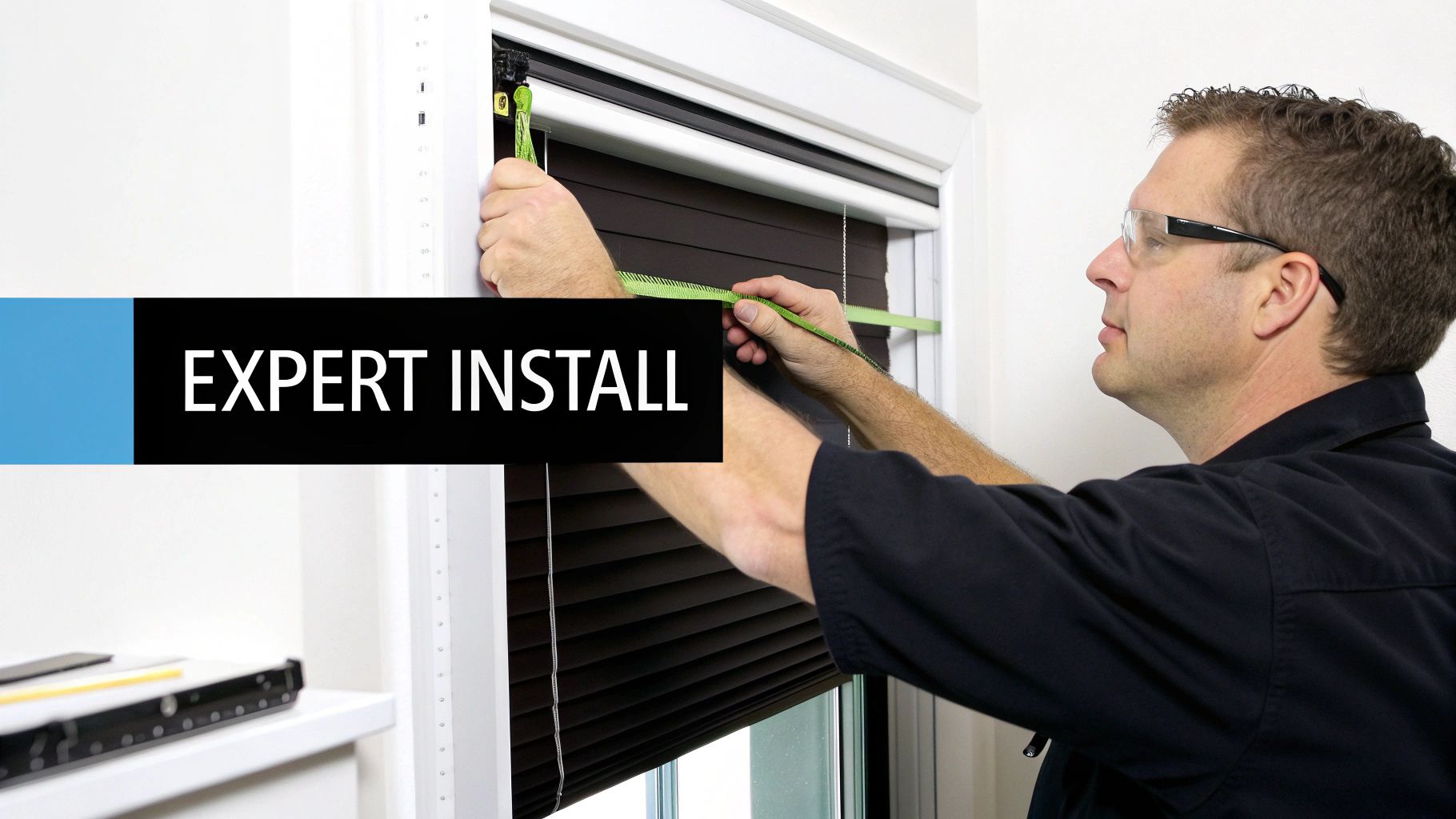 A perfectly installed blackout cellular shade in a modern bedroom, showing no light gaps around the edges.