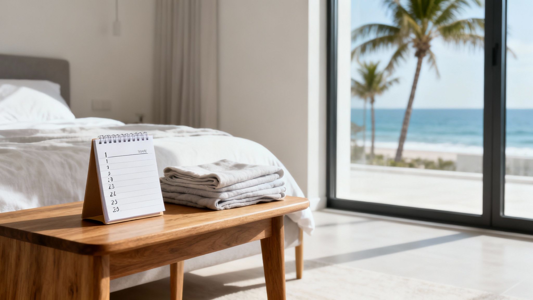 Interior of a modern San Diego apartment with stylish furniture and ocean views.