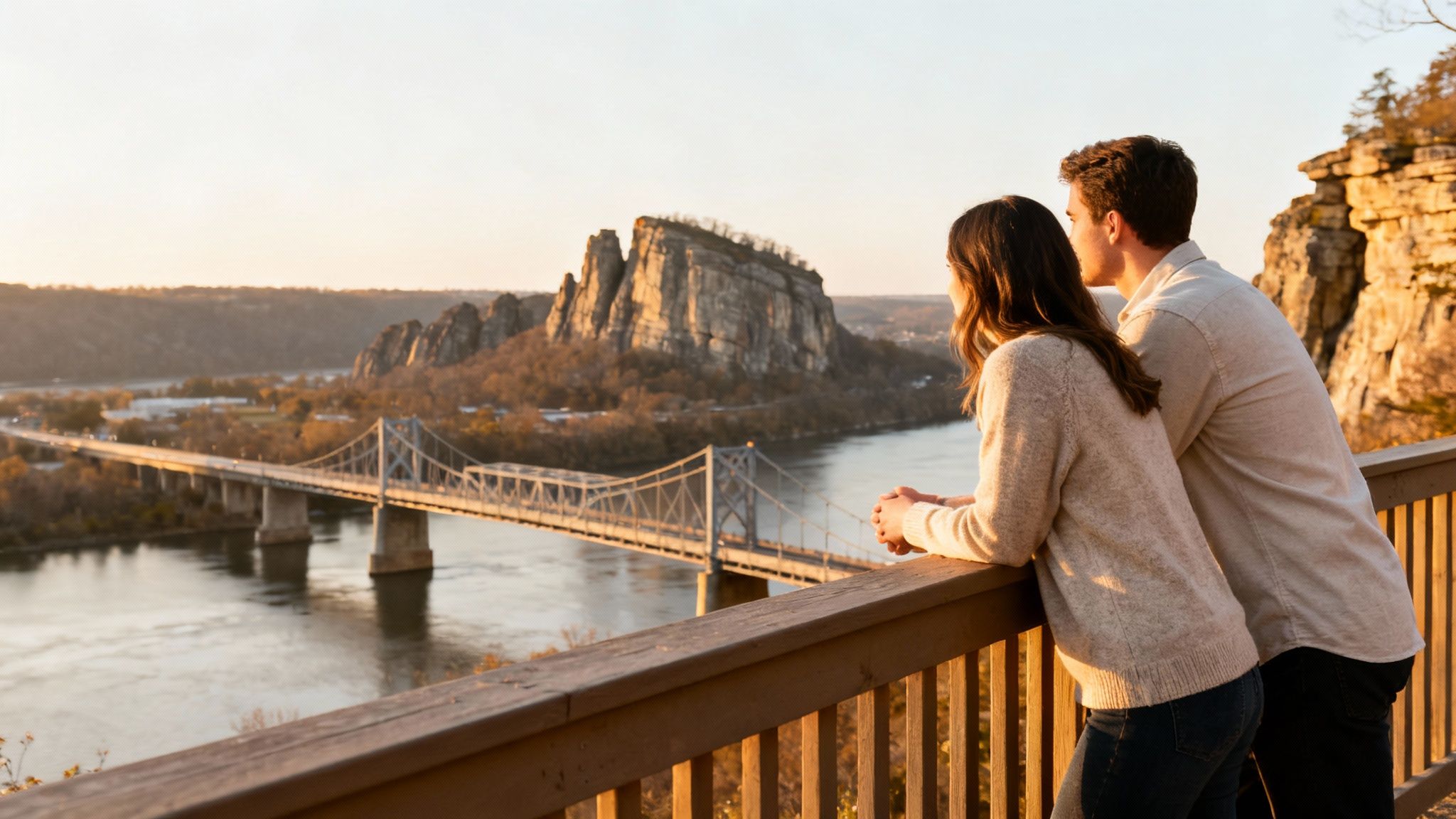A scenic view from Lookout Mountain in Chattanooga, overlooking the city and the winding Tennessee River.