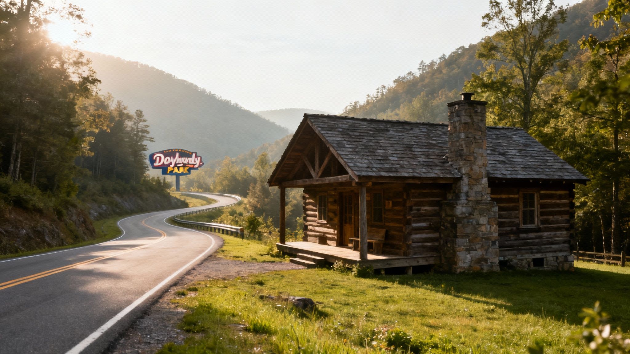A family laughing and enjoying the view from the deck of their Pigeon Forge cabin.