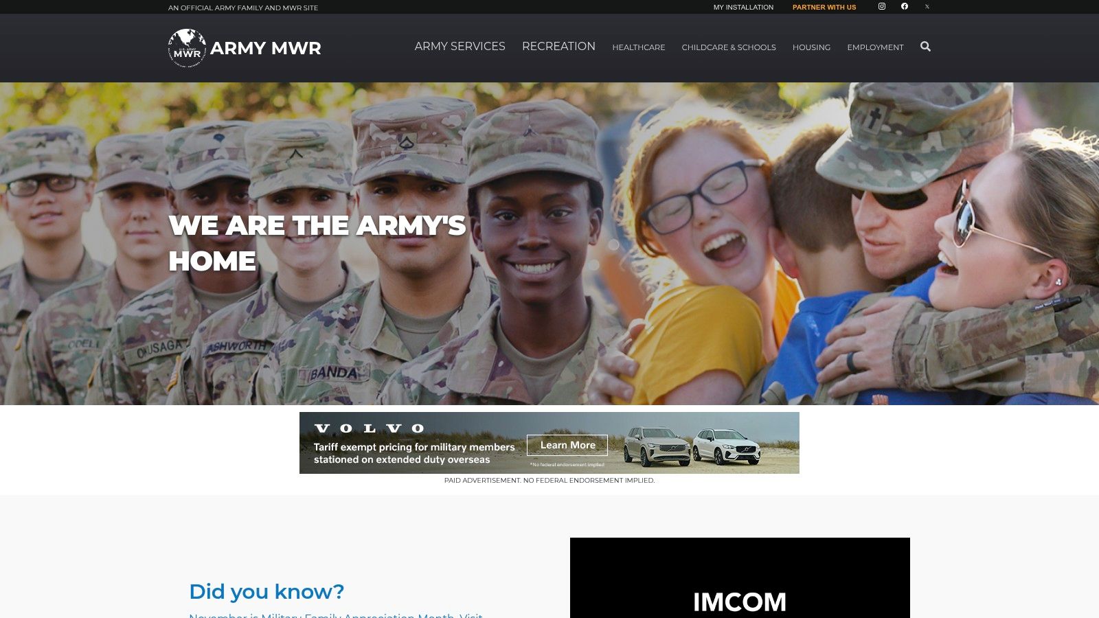 Army MWR Recreational Lodging