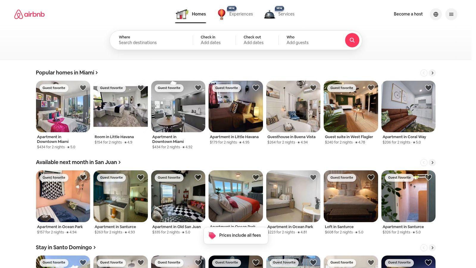 A screenshot of the Airbnb website showing a search for pet-friendly cabins in Pigeon Forge, TN.