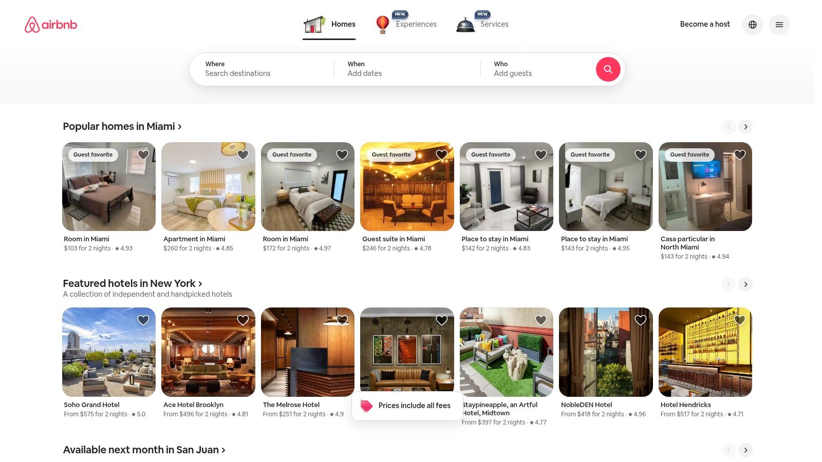 Airbnb listings for two-bedroom suites in Palm Springs