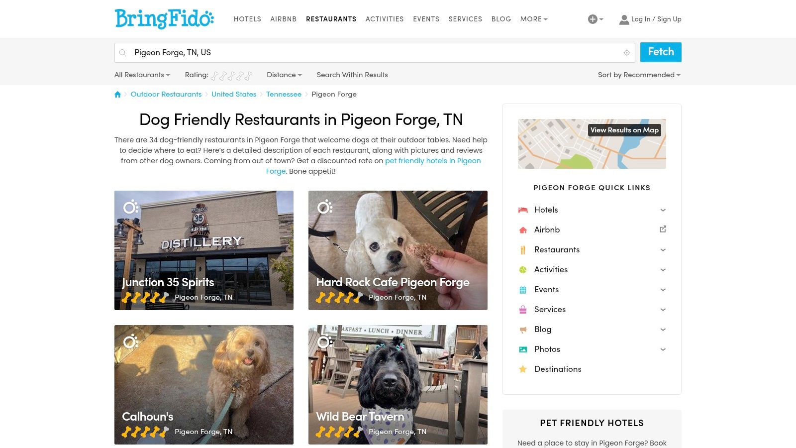 BringFido — Dog-Friendly Restaurants in Pigeon Forge