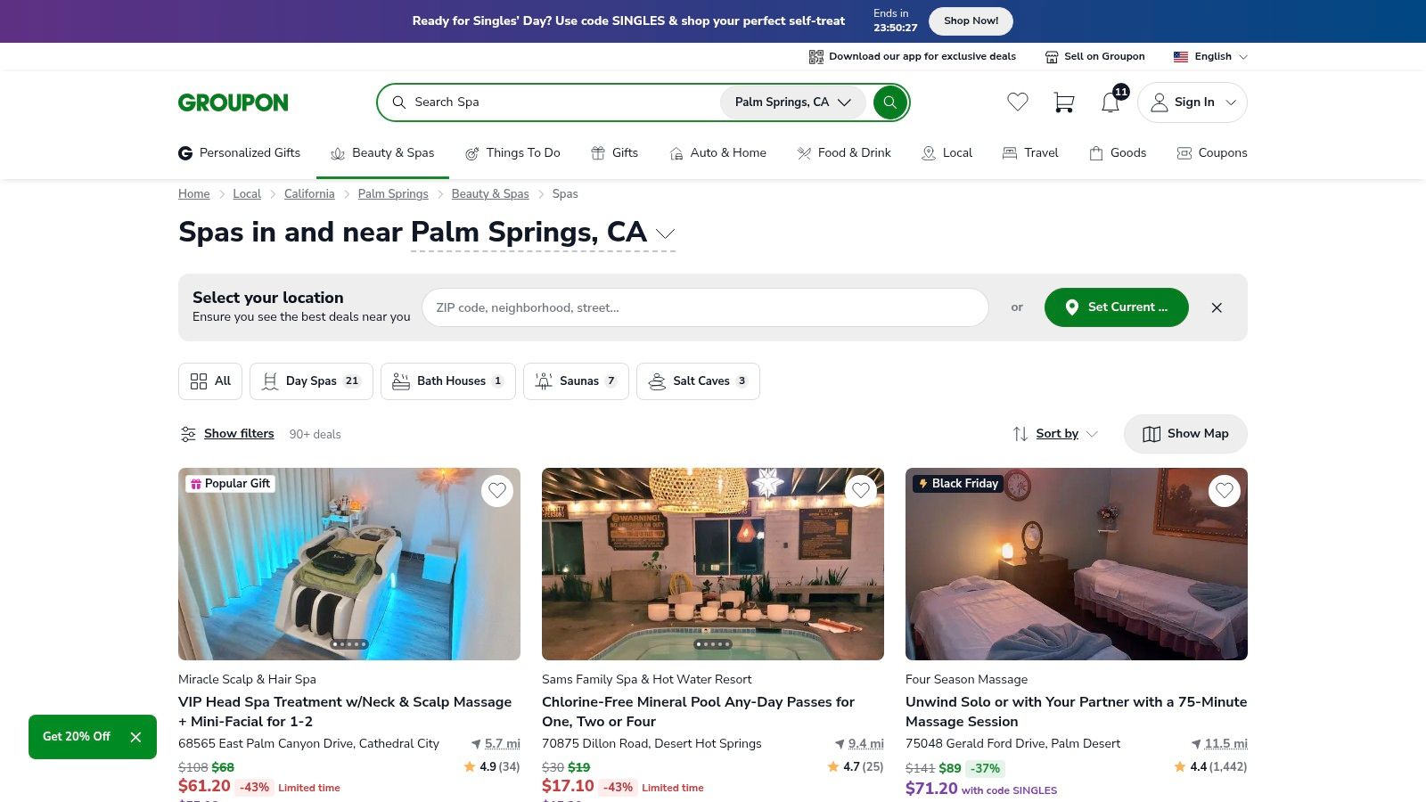 Groupon (Palm Springs - Beauty &amp; Spas / Day Spa)