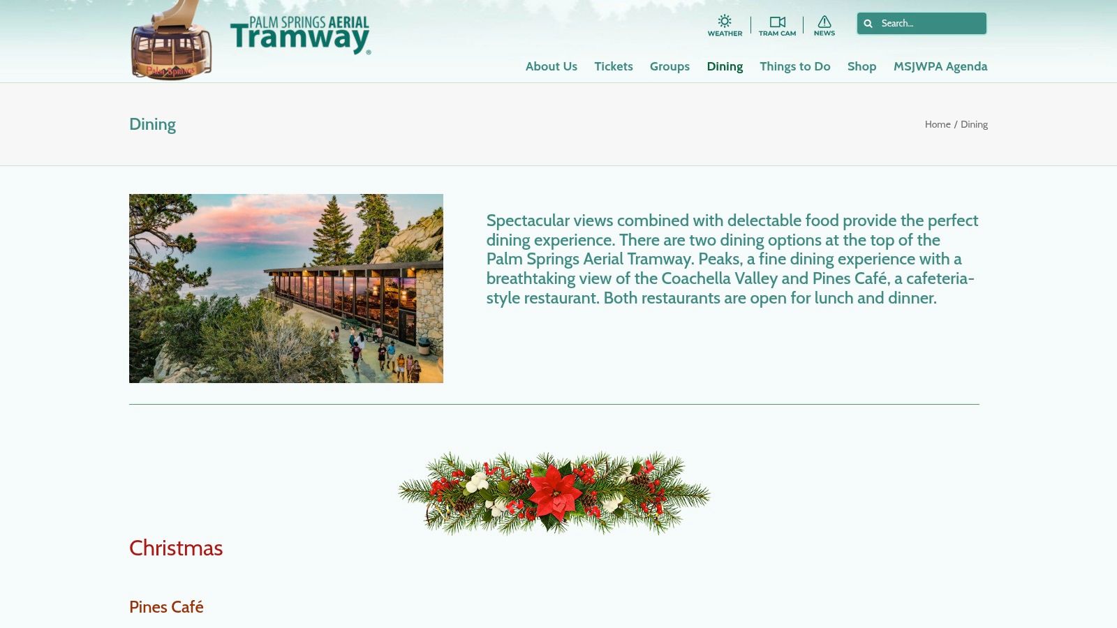 Palm Springs Aerial Tramway – Dining (Peaks Restaurant and Pines Café)