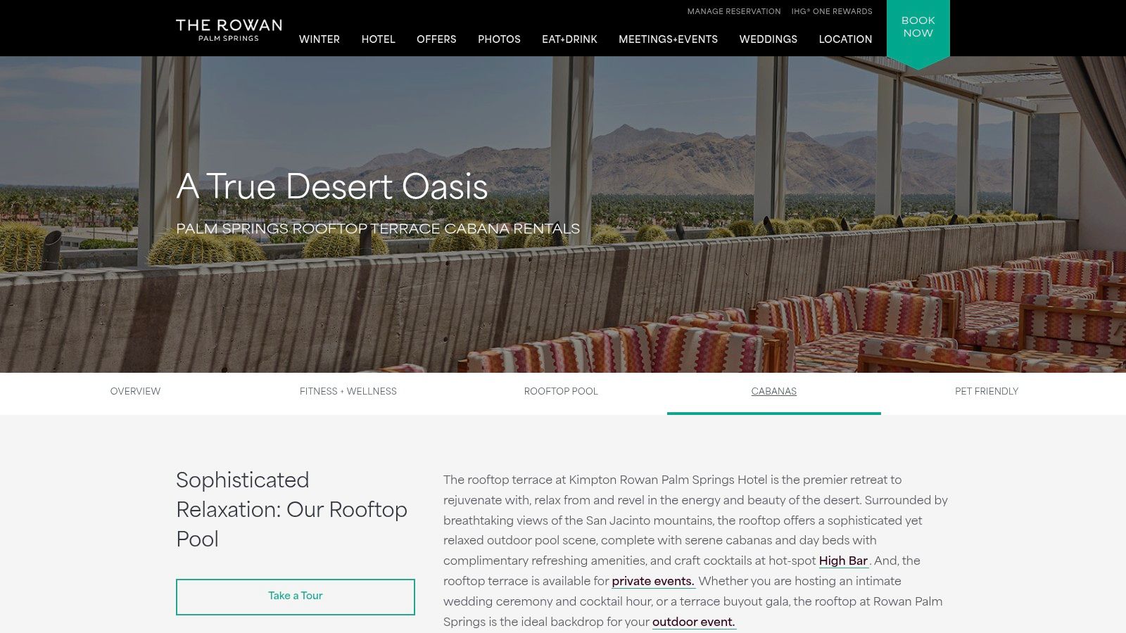 Kimpton Rowan Palm Springs rooftop pool cabanas