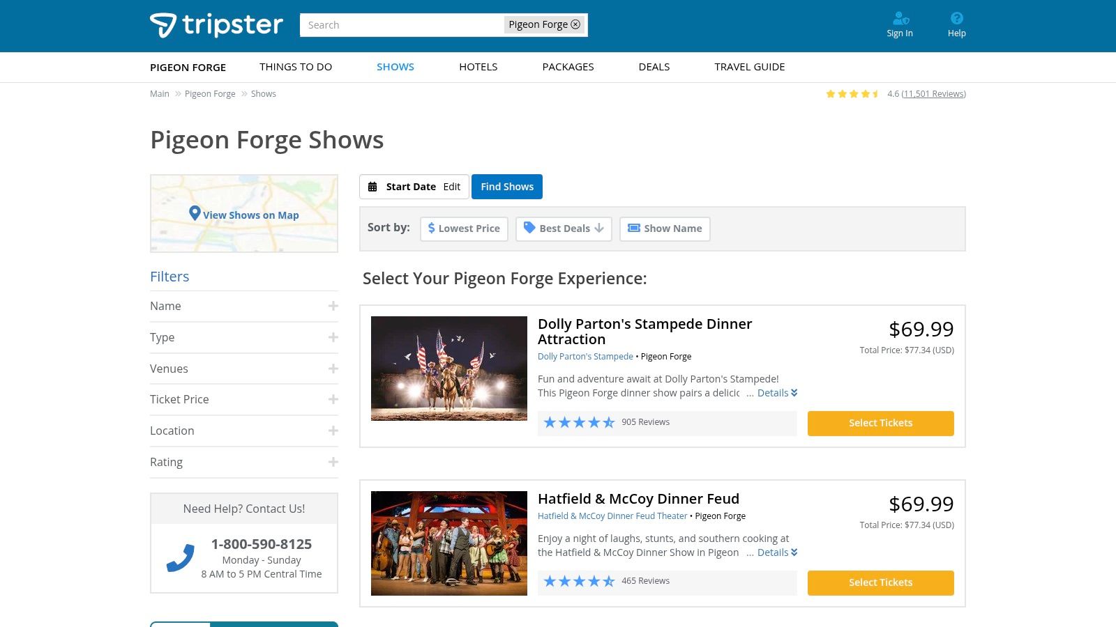 Tripster &ndash; Pigeon Forge Shows Marketplace