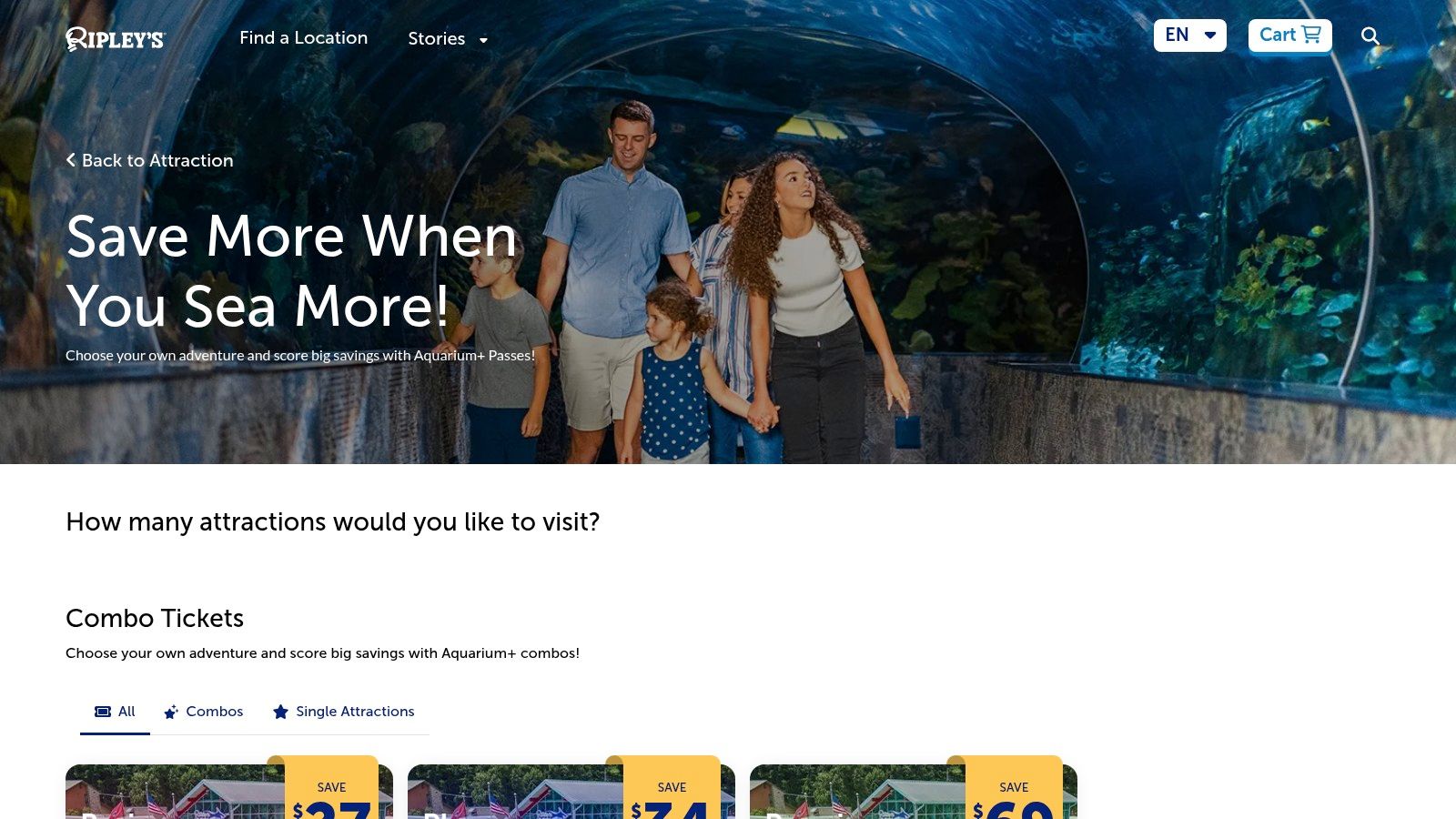 A stunning underwater tunnel at Ripley&rsquo;s Aquarium of the Smokies, one of the many attractions you can book through the Ripley&rsquo;s website.