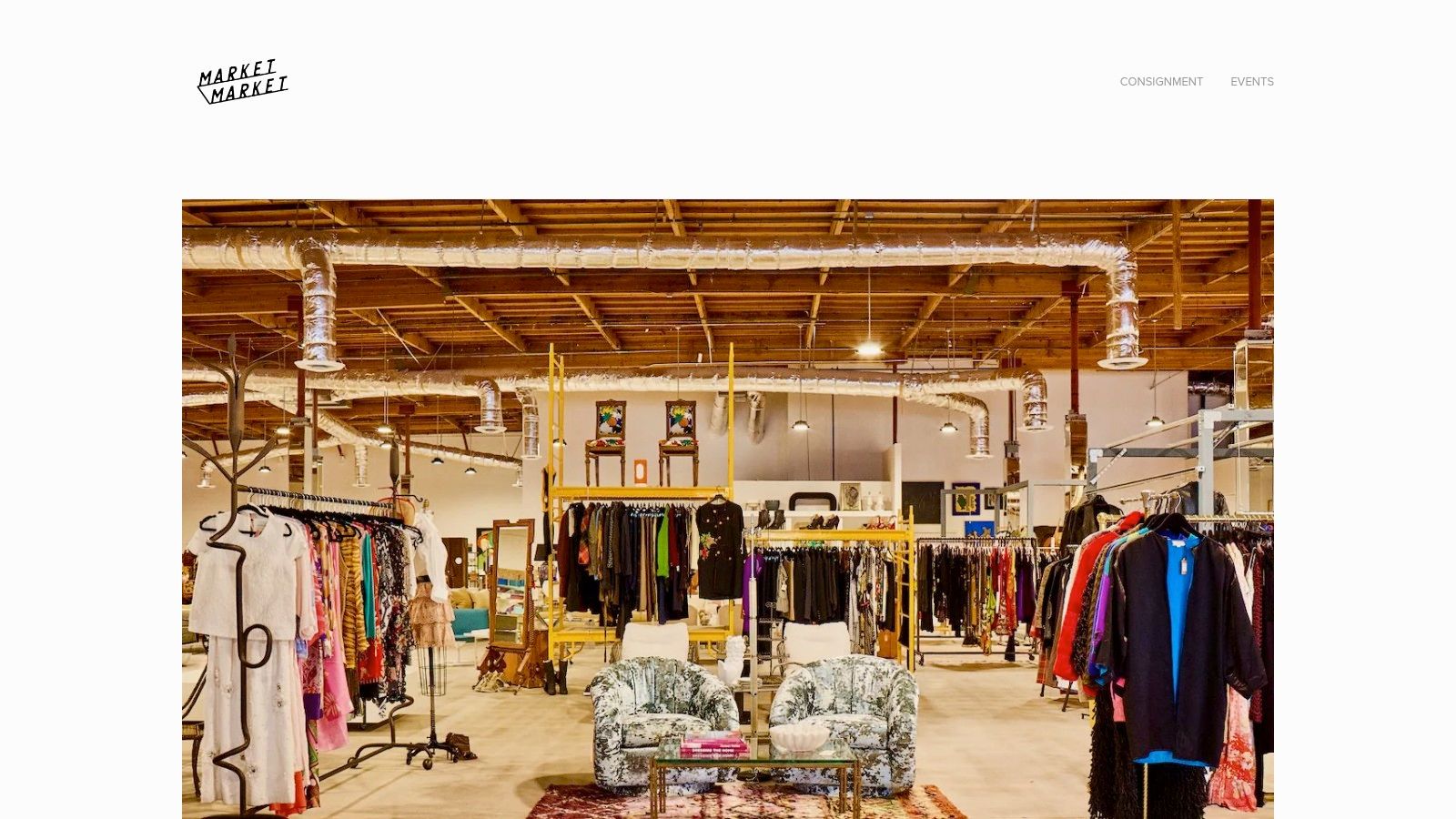 A display of vintage clothing and accessories inside MARKET MARKET in Palm Springs.