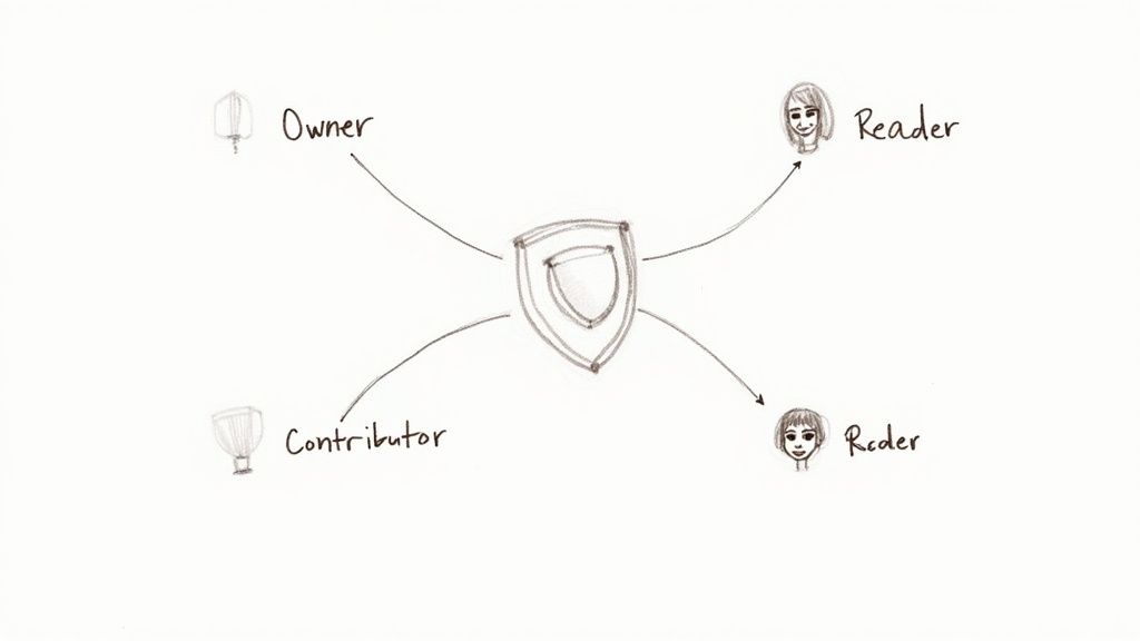 Diagram showing how Azure RBAC assigns roles to users for specific resources