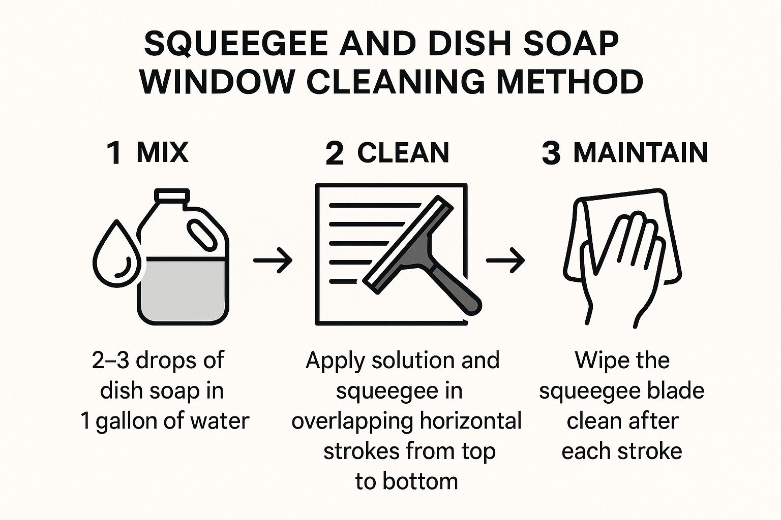Infographic showing key data about Squeegee with Dish Soap Technique