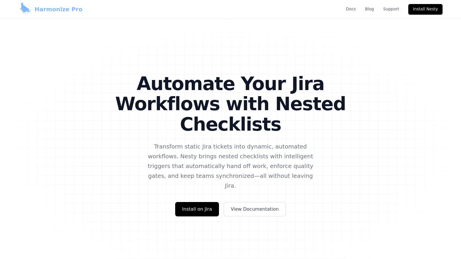 Harmonize Pro's Nesty app showing nested checklists and automation inside a Jira issue