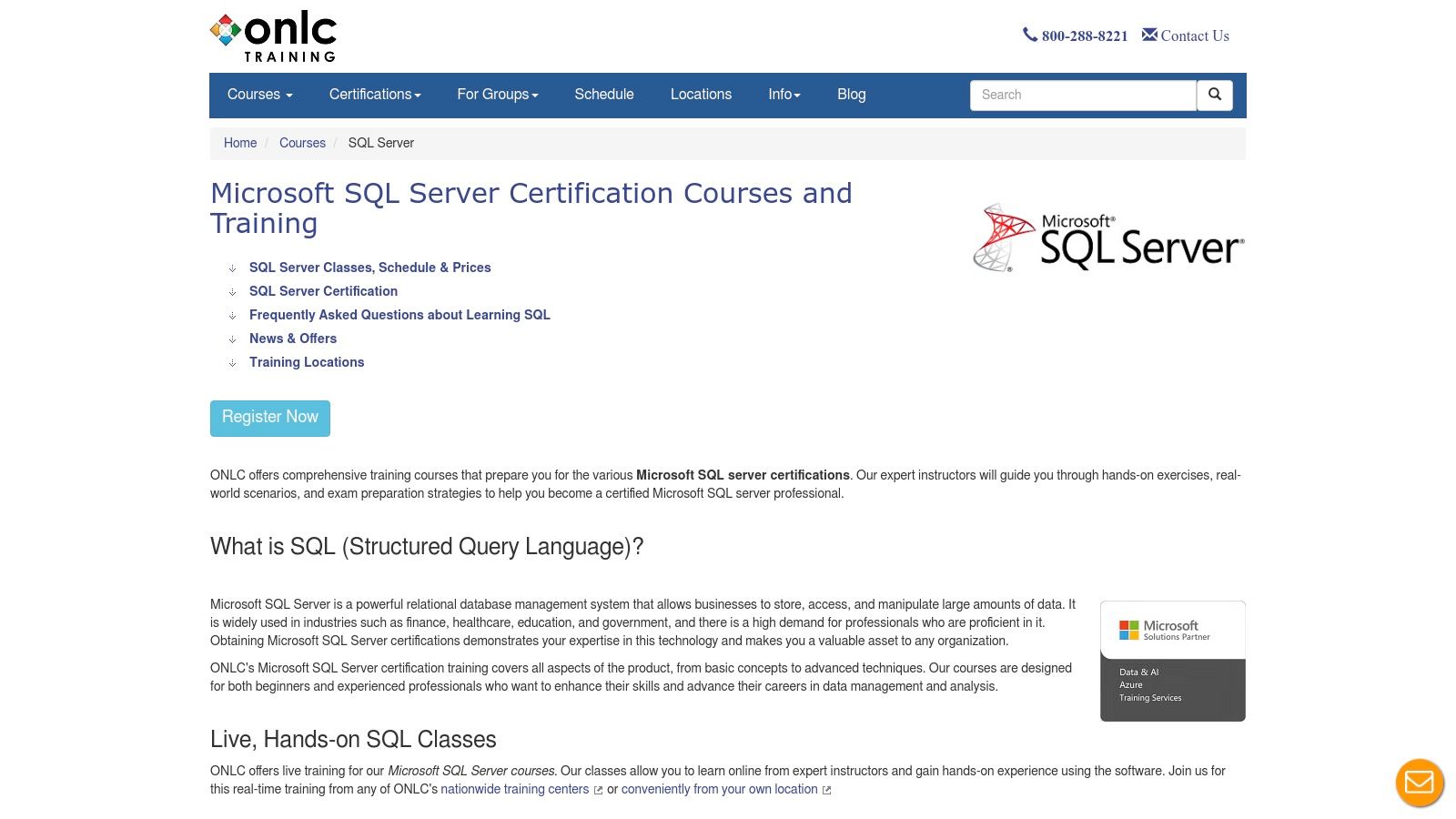 ONLC Training Centers: Microsoft SQL Server Certification Courses