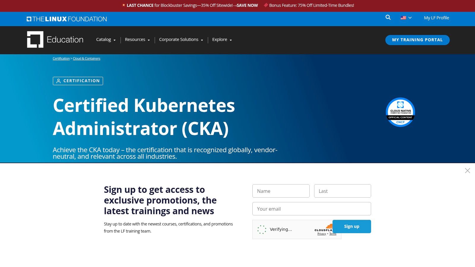 Linux Foundation (CNCF): Certified Kubernetes Administrator (CKA)