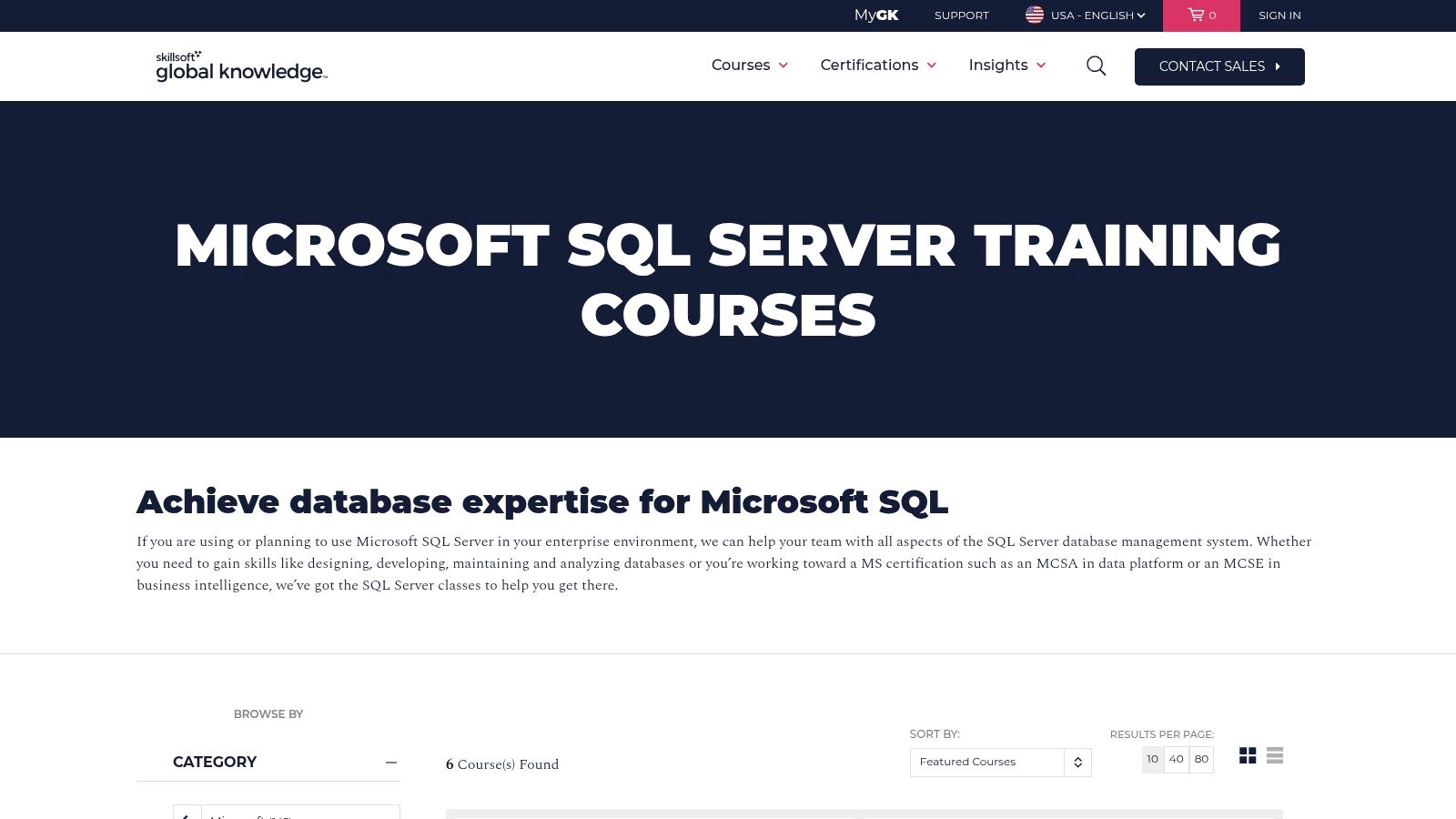 Global Knowledge: Microsoft SQL Server Training Courses