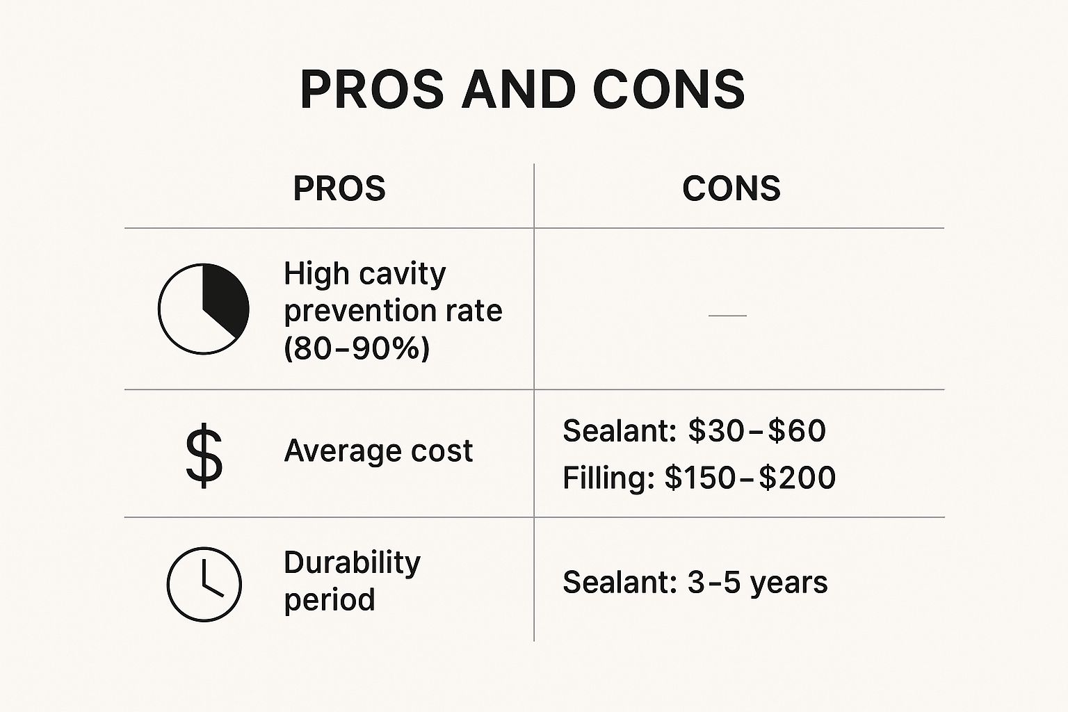 Infographic about dental sealants pros and cons