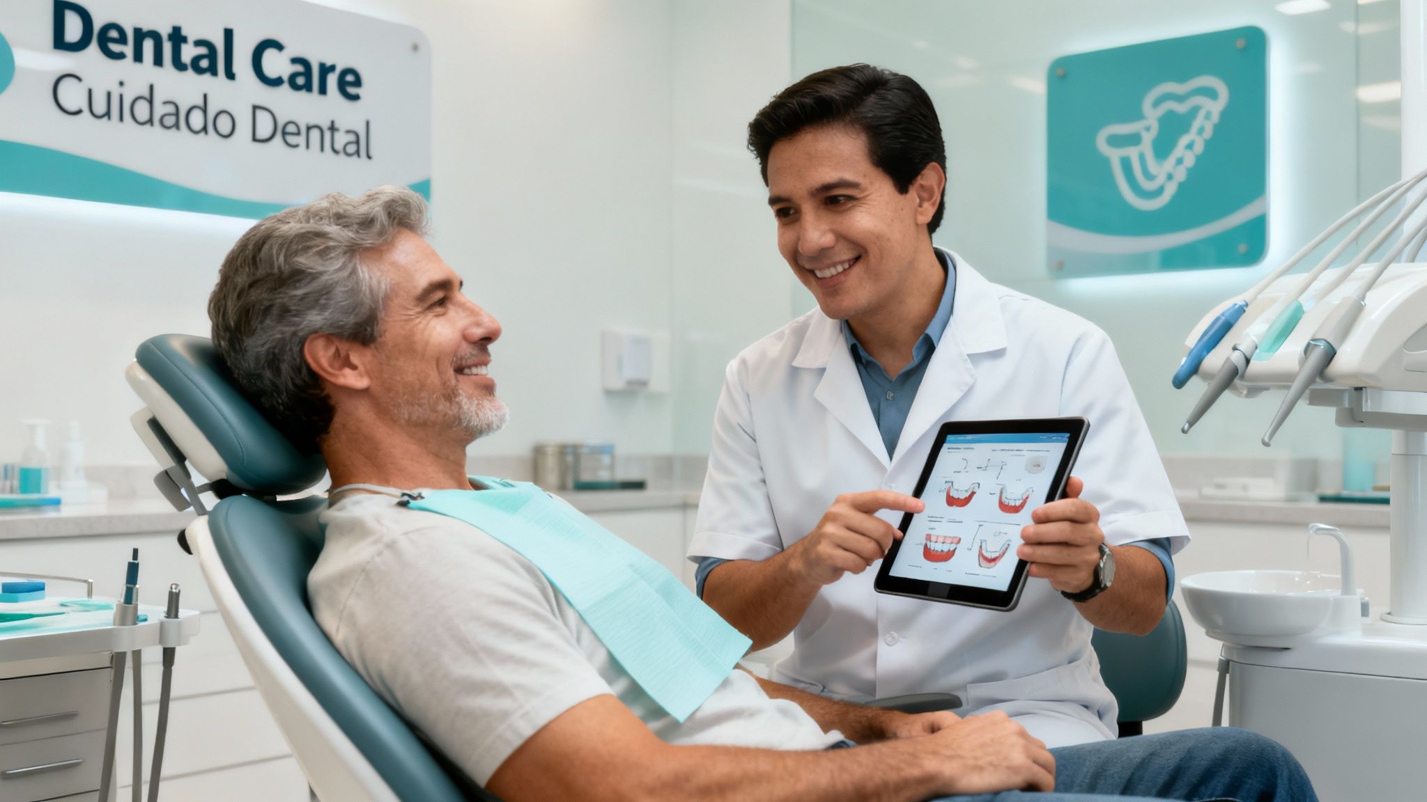 A modern dental clinic with a patient in the chair, representing high-quality care in Tijuana.