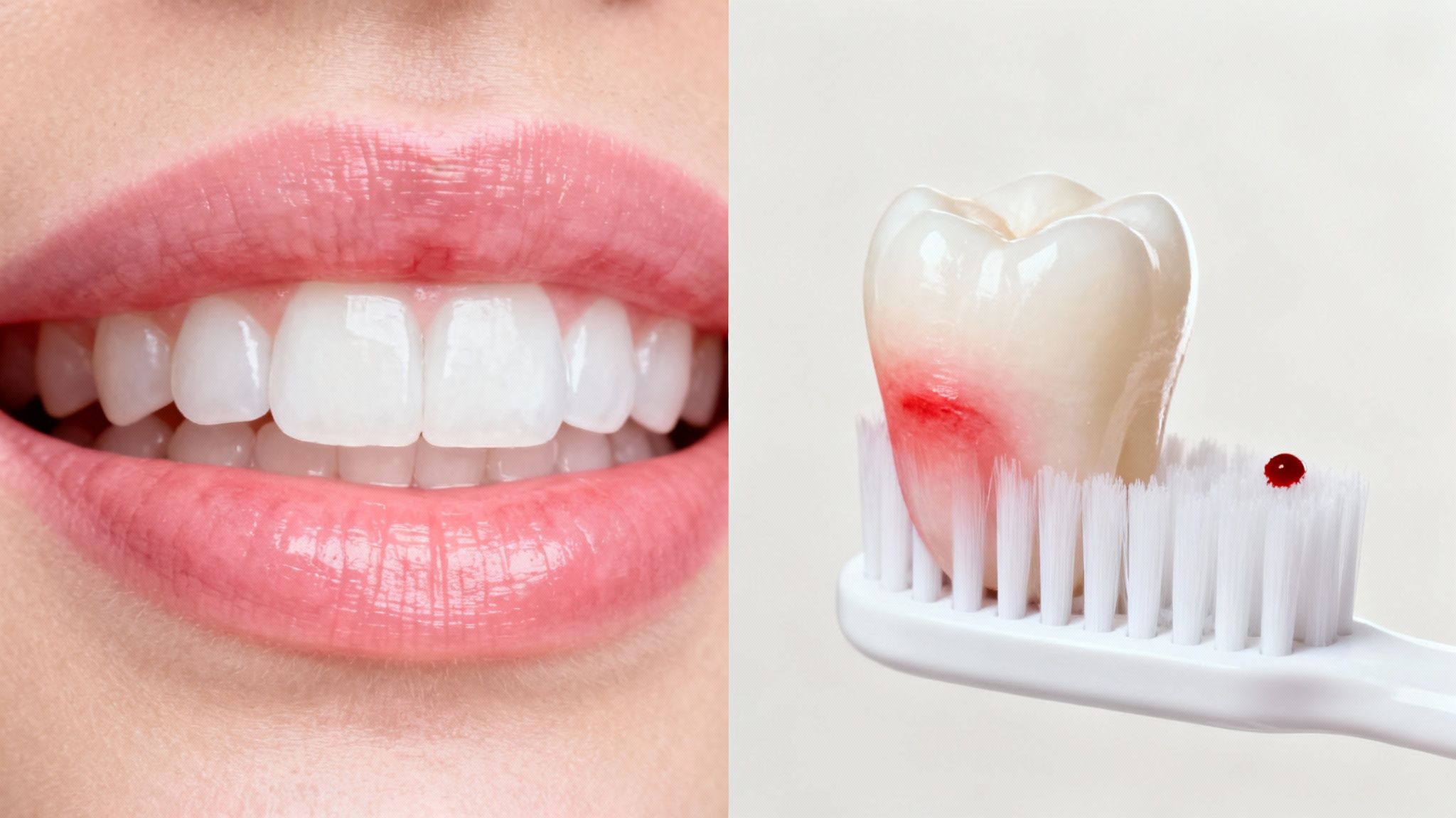 A close-up image showing inflamed, red gums around the teeth