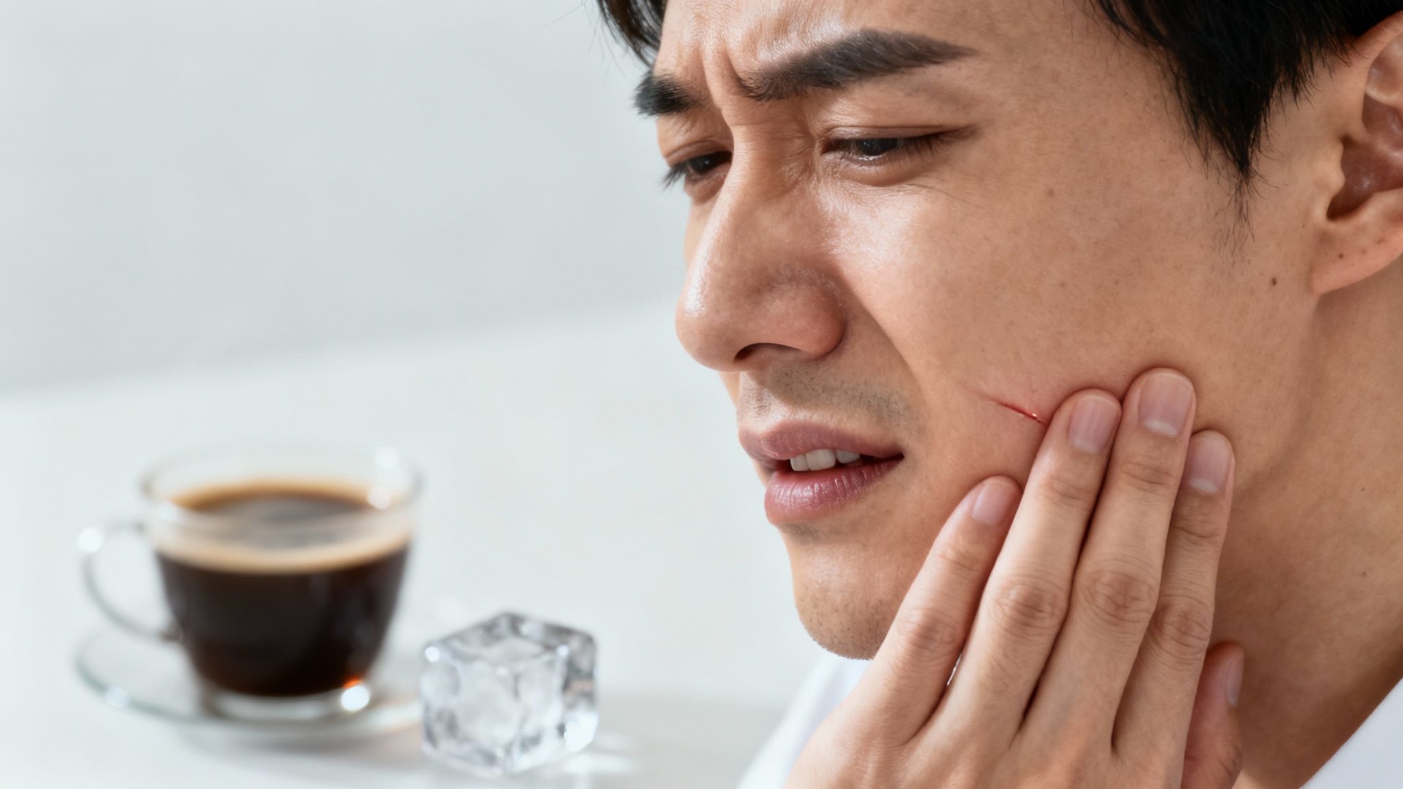 Swollen gums around a tooth indicating a possible infection.