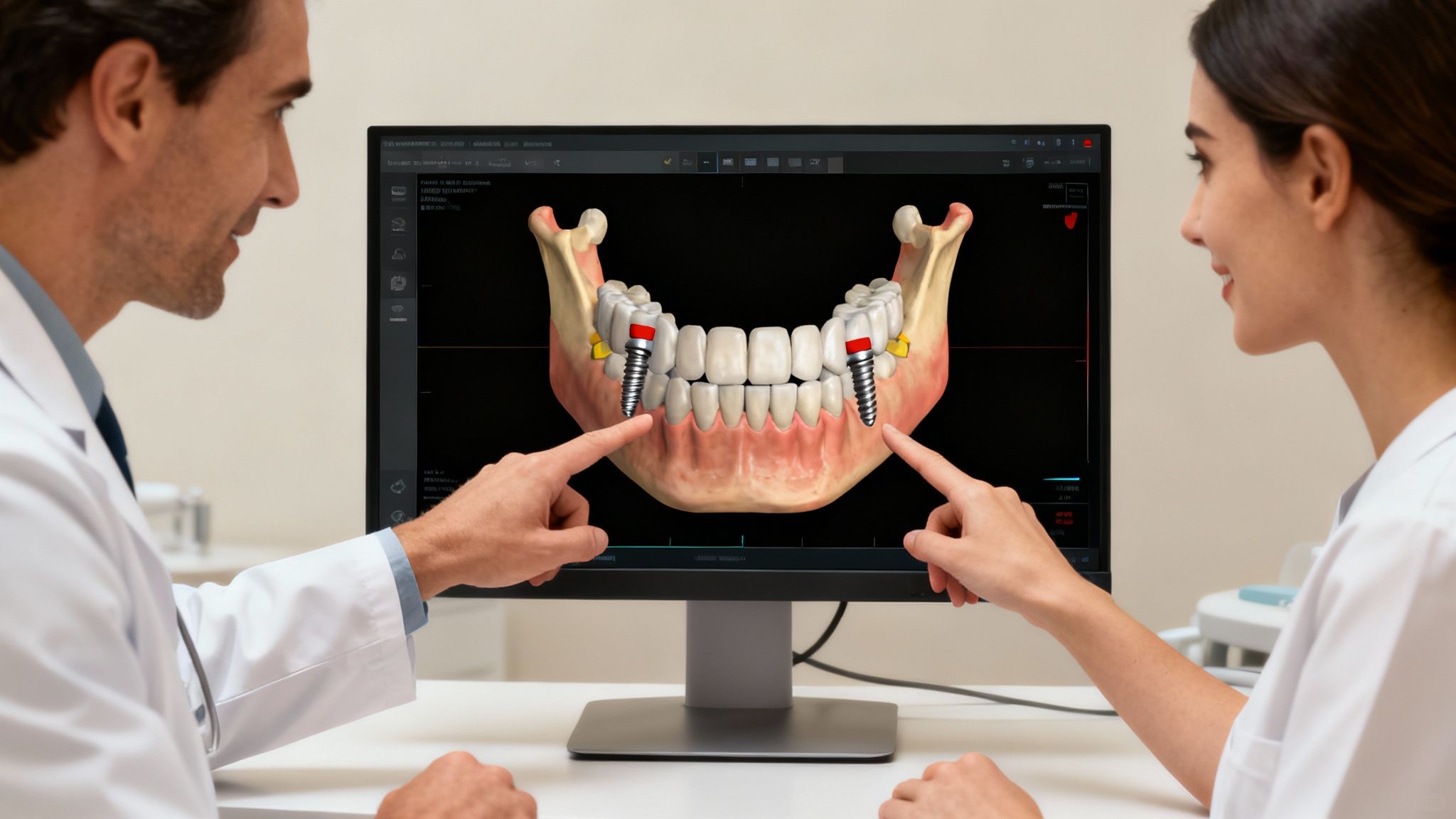 Dentist showing a patient their 3D teeth scan on a tablet