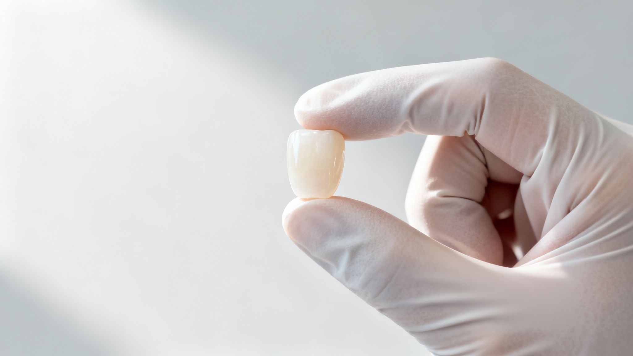 Close-up of high-quality porcelain dental veneers being crafted in a lab.