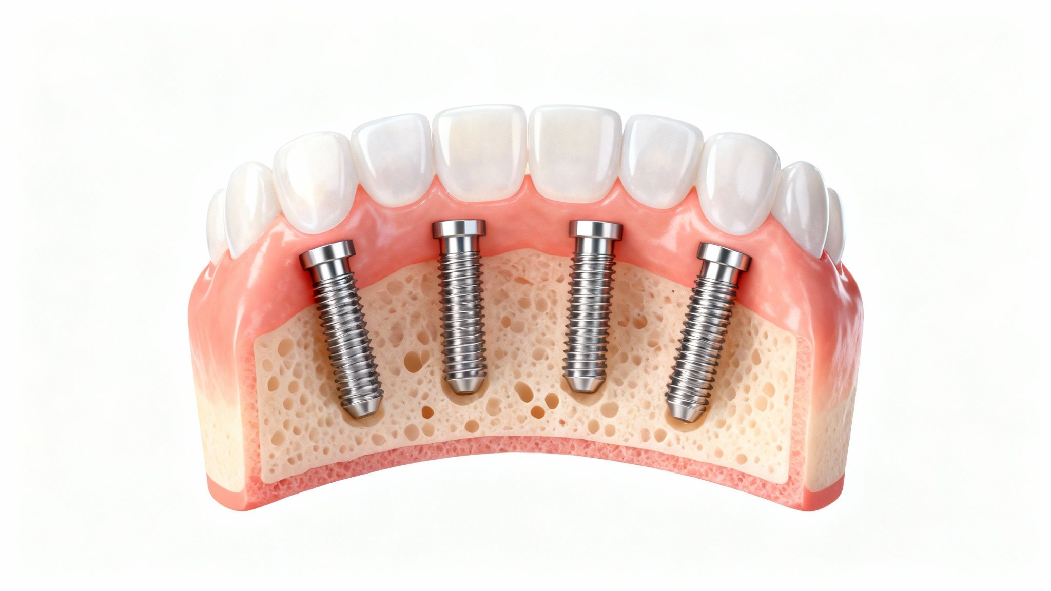 All on 4 dental implant model showing the four implant posts