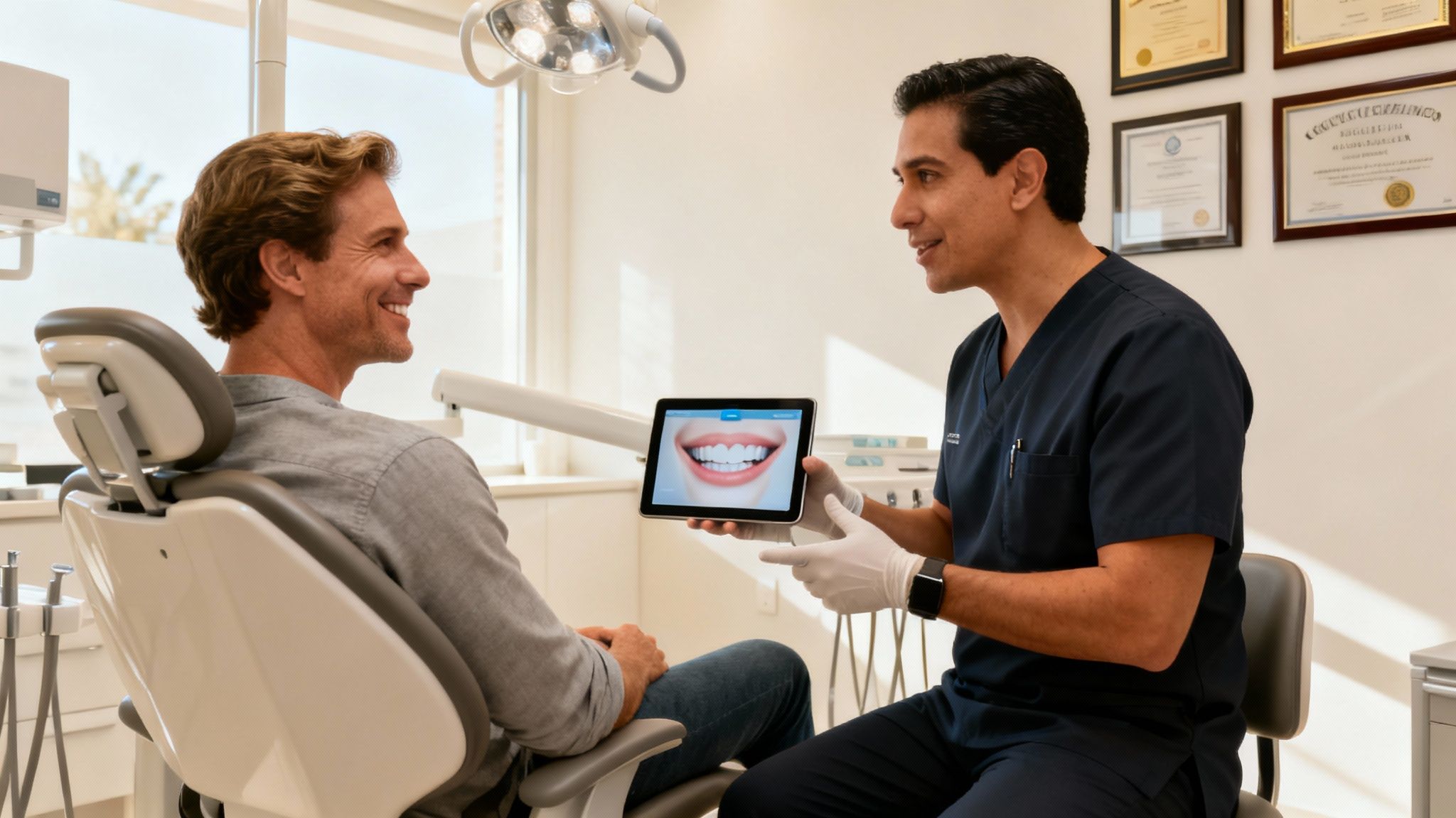 A smiling woman showing her perfect white dental veneers.