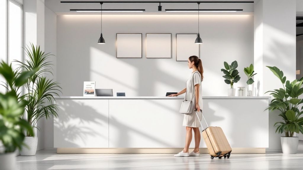 A welcoming, modern dental clinic in Tijuana, highlighting its proximity to the U.S. border.