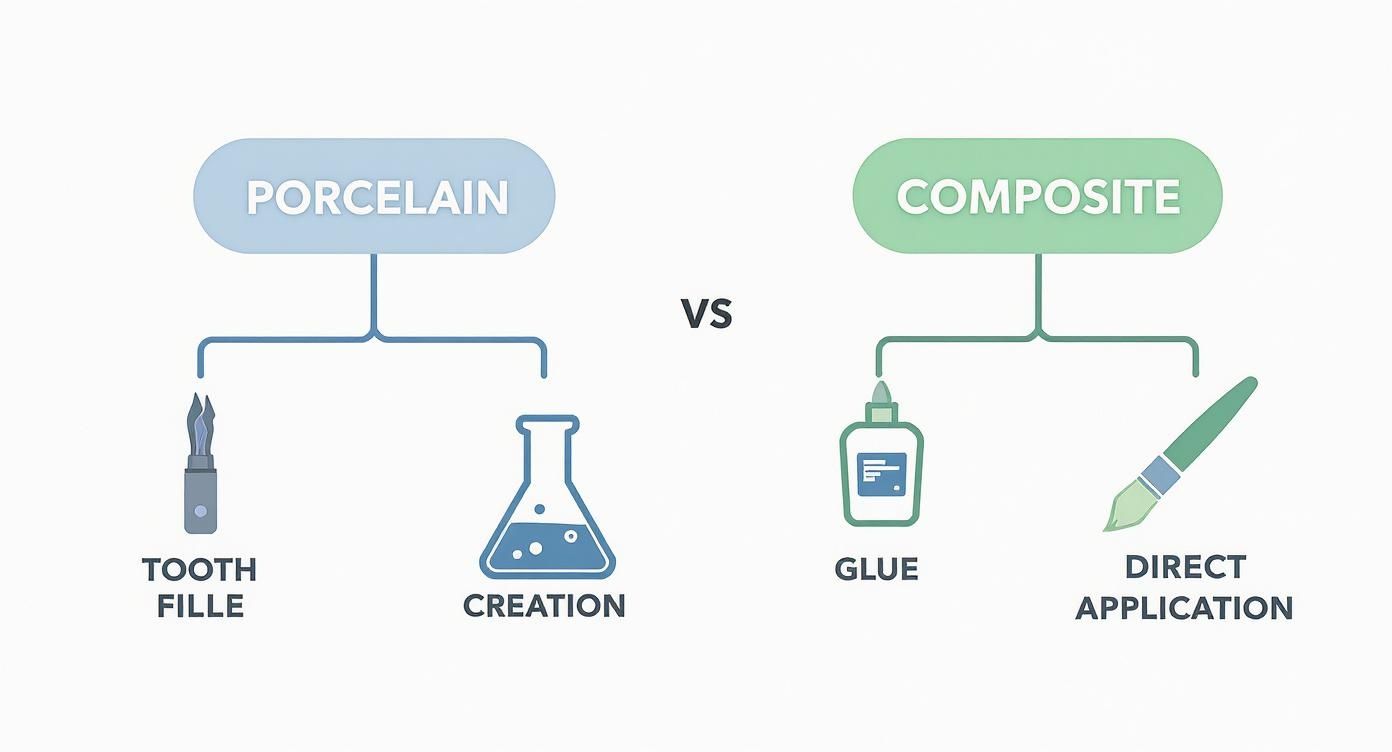 Infographic about porcelain veneers vs composite bonding